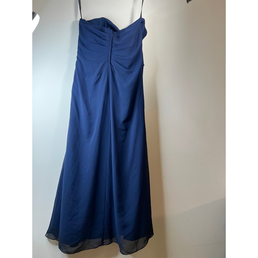 ALFRED ANGELO 14 Navy Strapless Chiffon Evng Gown Ruched Bodice & Floral Detail - Picture 5 of 9